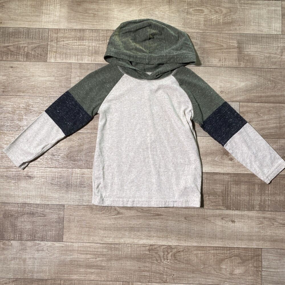 Okie Dokie Toddler Boys Hooded Neutral Color Block Long Sleeve T-shirt Size 4T